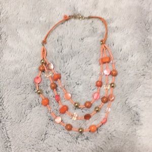 Orange and pink beaded necklace